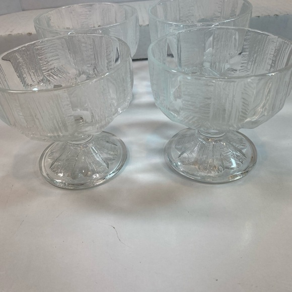 4 Vintage HOYA Japan ICEBERG Textured Dessert/Sherbert/Footed Compote Glasses - Picture 1 of 5